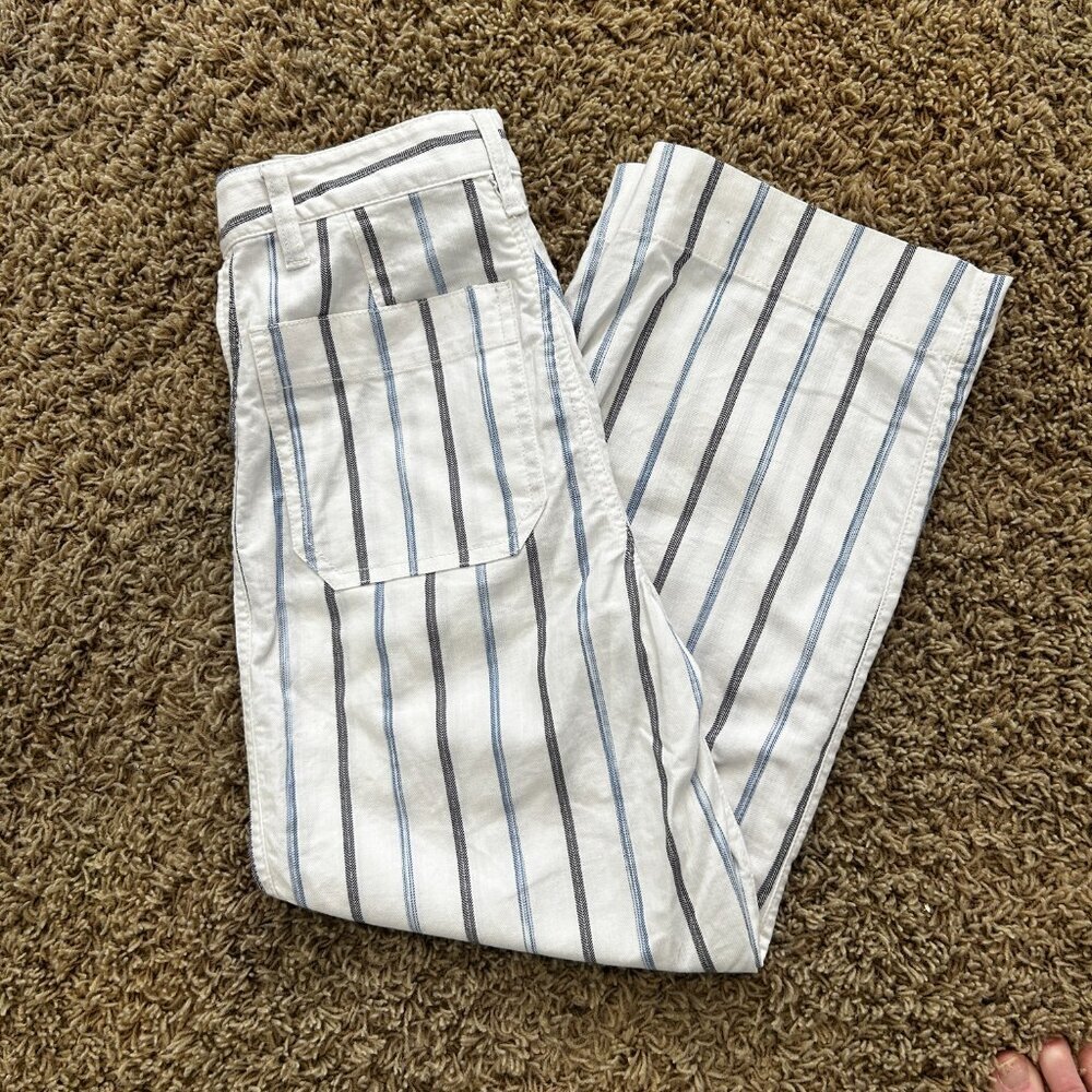 MADEWELL Slim Emmett Wide-Leg Crop Pants in Montpellier Stripe in Women's Sz 24 - Picture 6 of 9